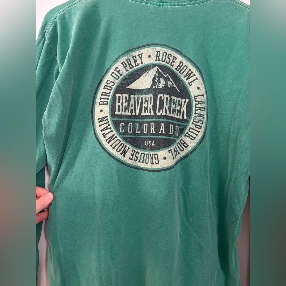 Beaver Creek Colorado Graphic Long Sleeve Tee Men’s L Gildan Green Shirt